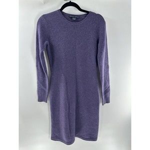 Ralph Lauren Sweater Dress Cashmere Blend, Long Sleeve, Knee Length, Purple, S
